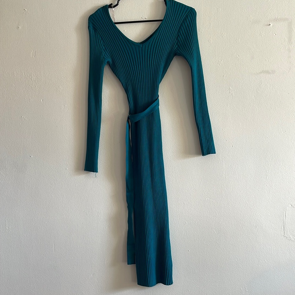 Teal knit long dress size SMALL